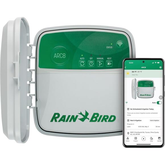 Rain Bird ARC8 App-Based Indoor/Outdoor Smart Irrigation WiFi Timer/Controller, - Picture 1 of 8
